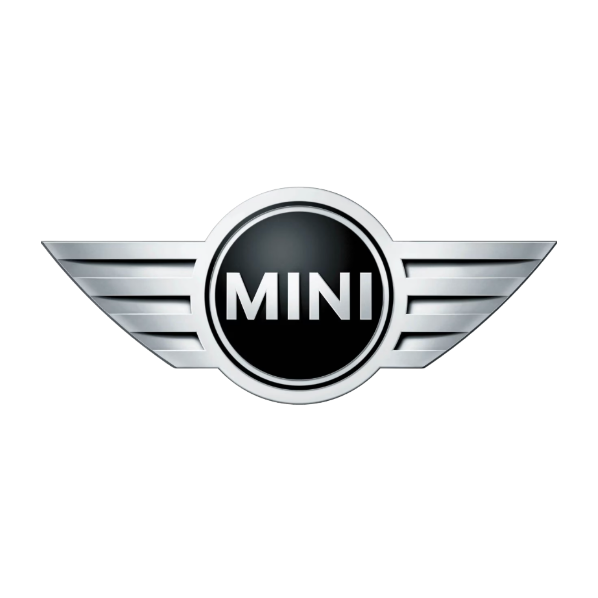 Logo di Mini con uno sfondo nero e dettagli metallici