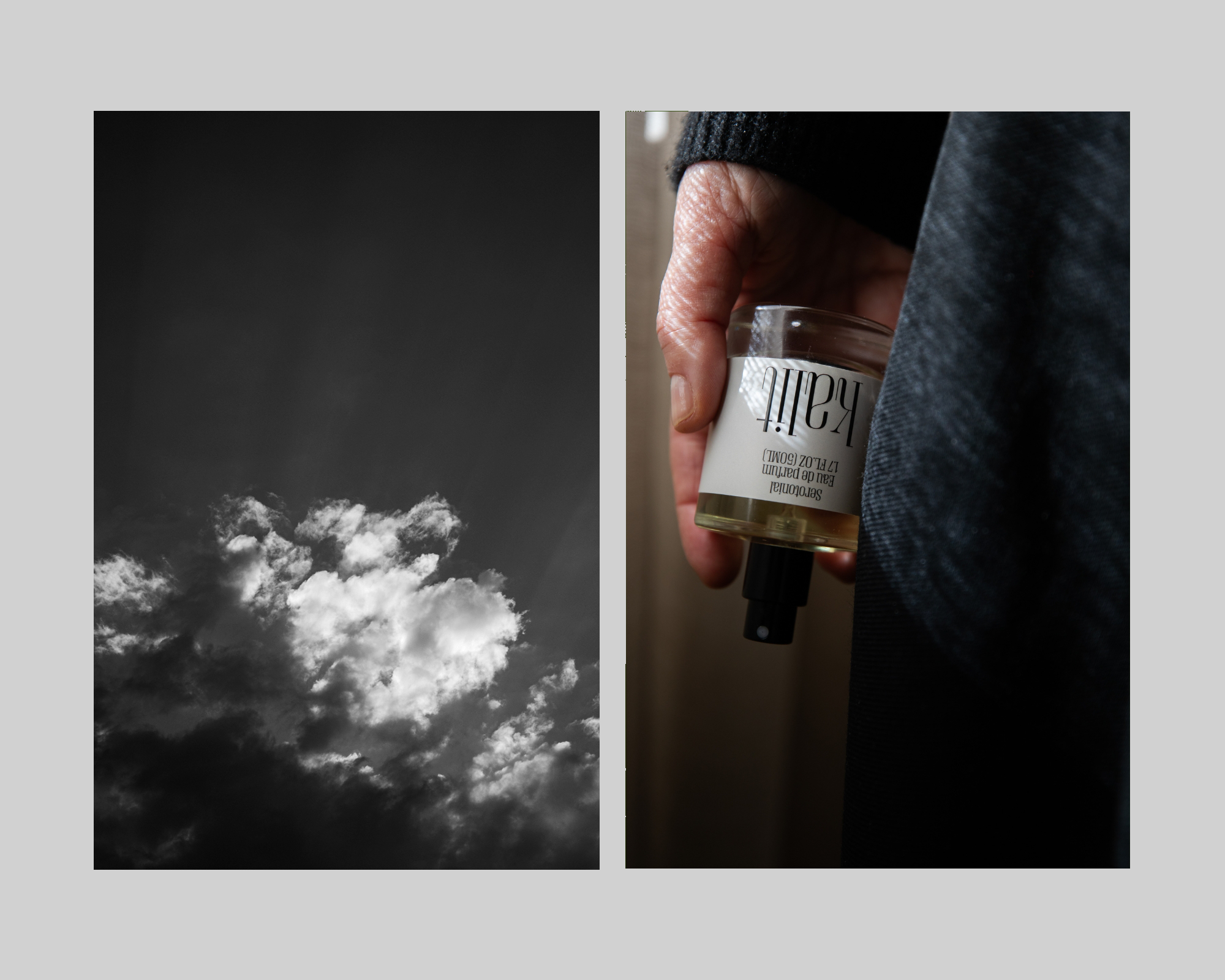 Kalit fragrance campaign spring 2026 — light and shadow on skin, styling Catrine Svellingen