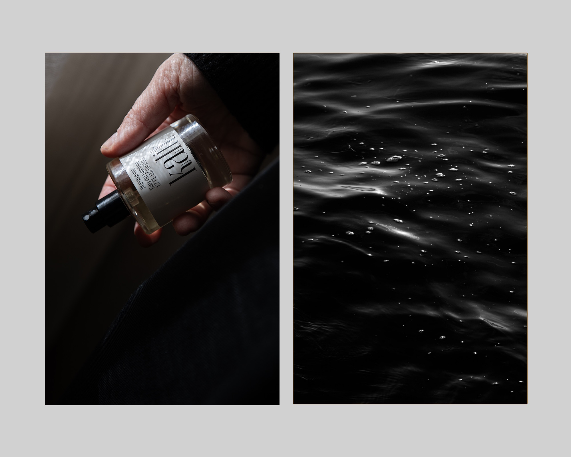 Kalit fragrance campaign spring 2026 — light and shadow on skin, styling Catrine Svellingen