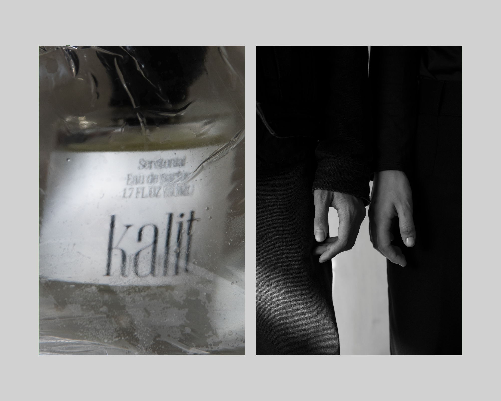 Kalit fragrance campaign spring 2026 — light and shadow on skin, styling Catrine Svellingen