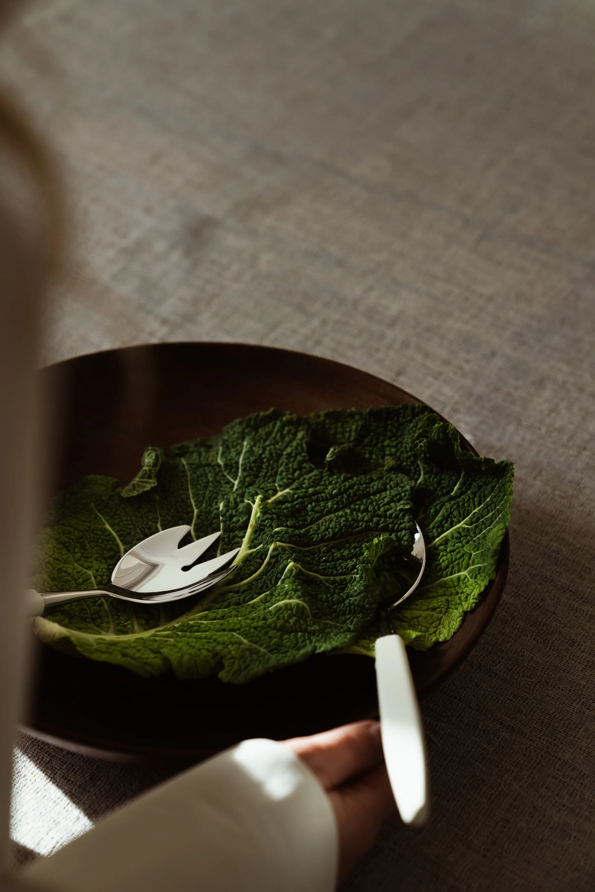 Skaugum of Norway handcrafted cutlery in a calm tabletop composition, styling Catrine Svellingen