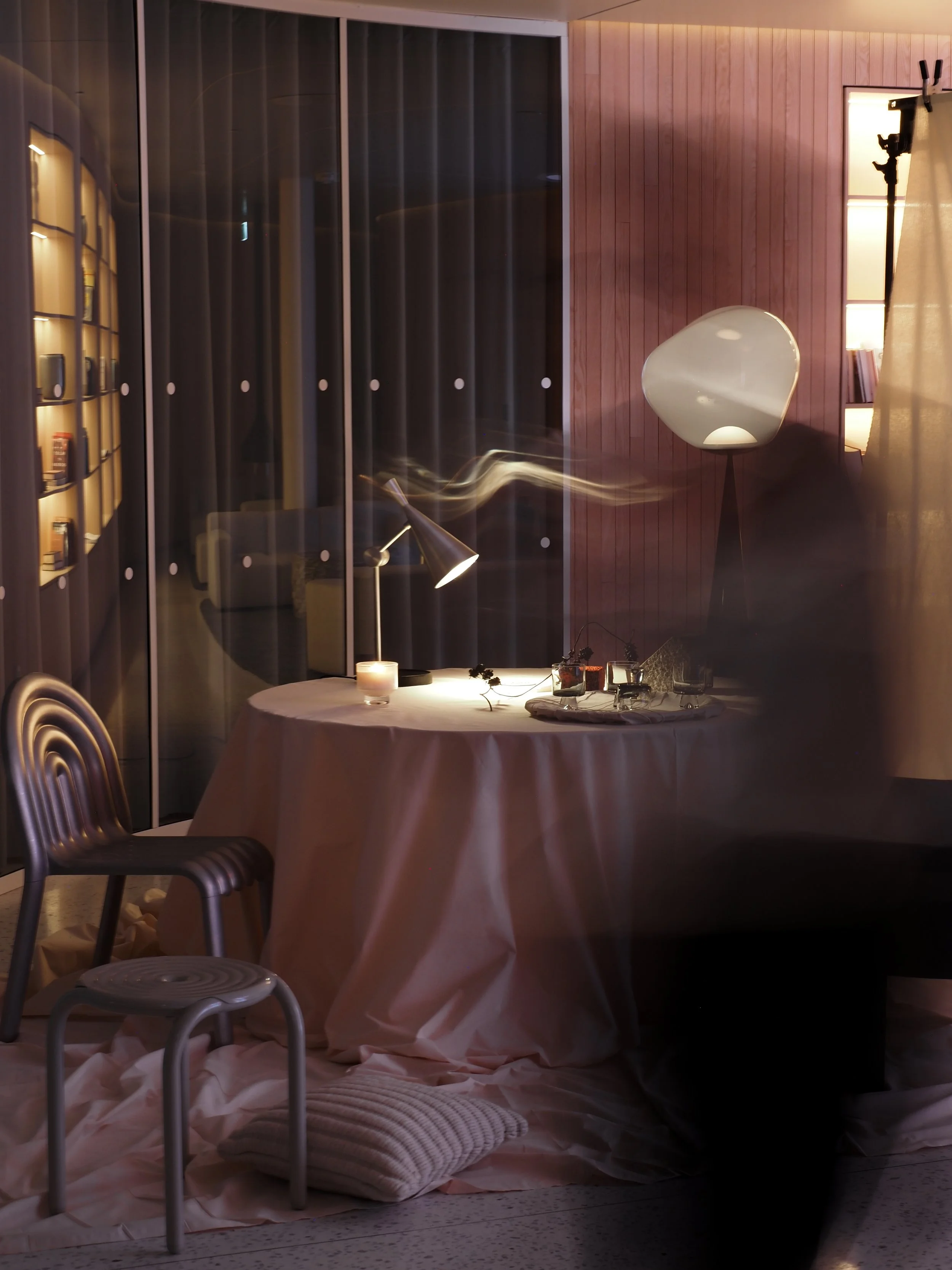 Tom Dixon lighting installation at NIO House Oslo, curated by Catrine Svellingen and Susanne Swegen