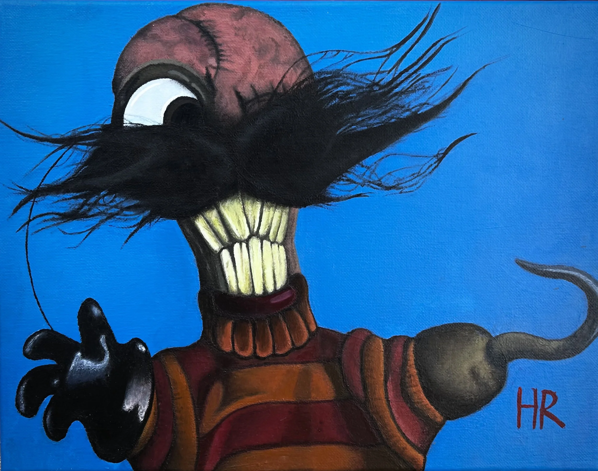 "Horace Horrible" from Candle Cove Creepypasta. Acrylic Painting. (2023)