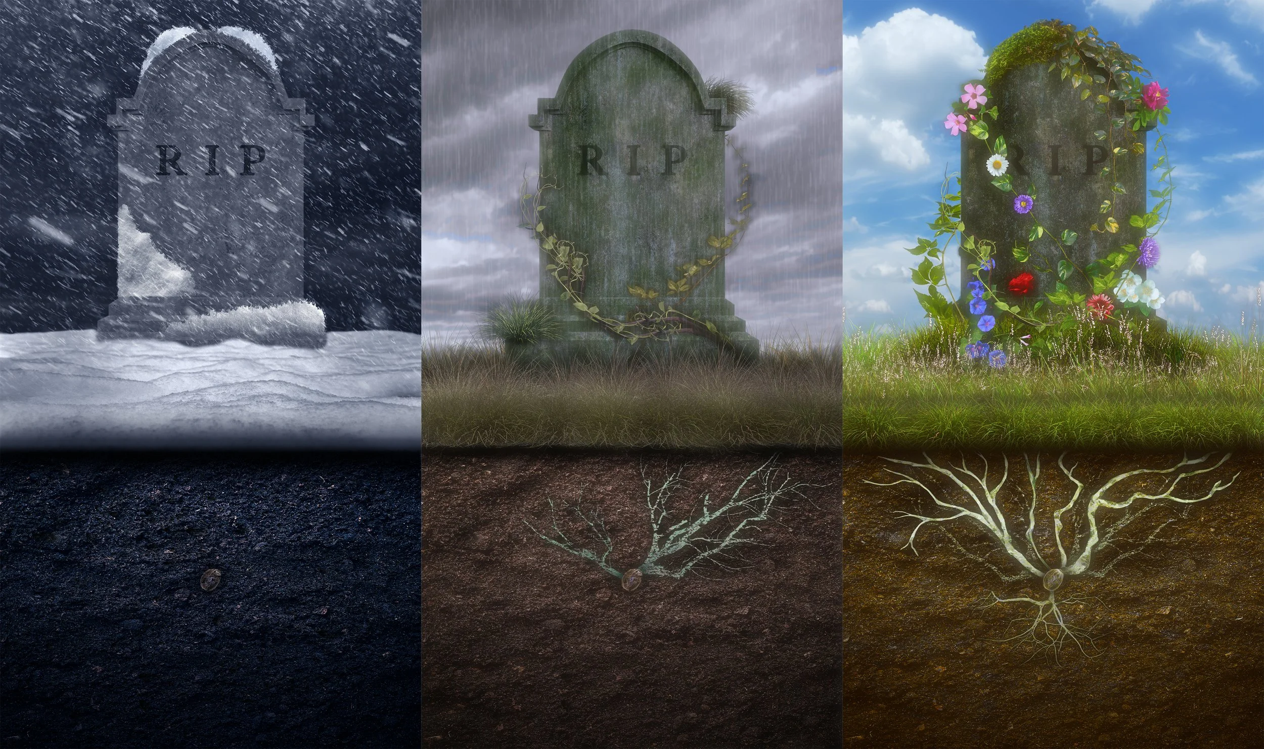 "Life In Death". Photoshop Image Edit for class. (2024)