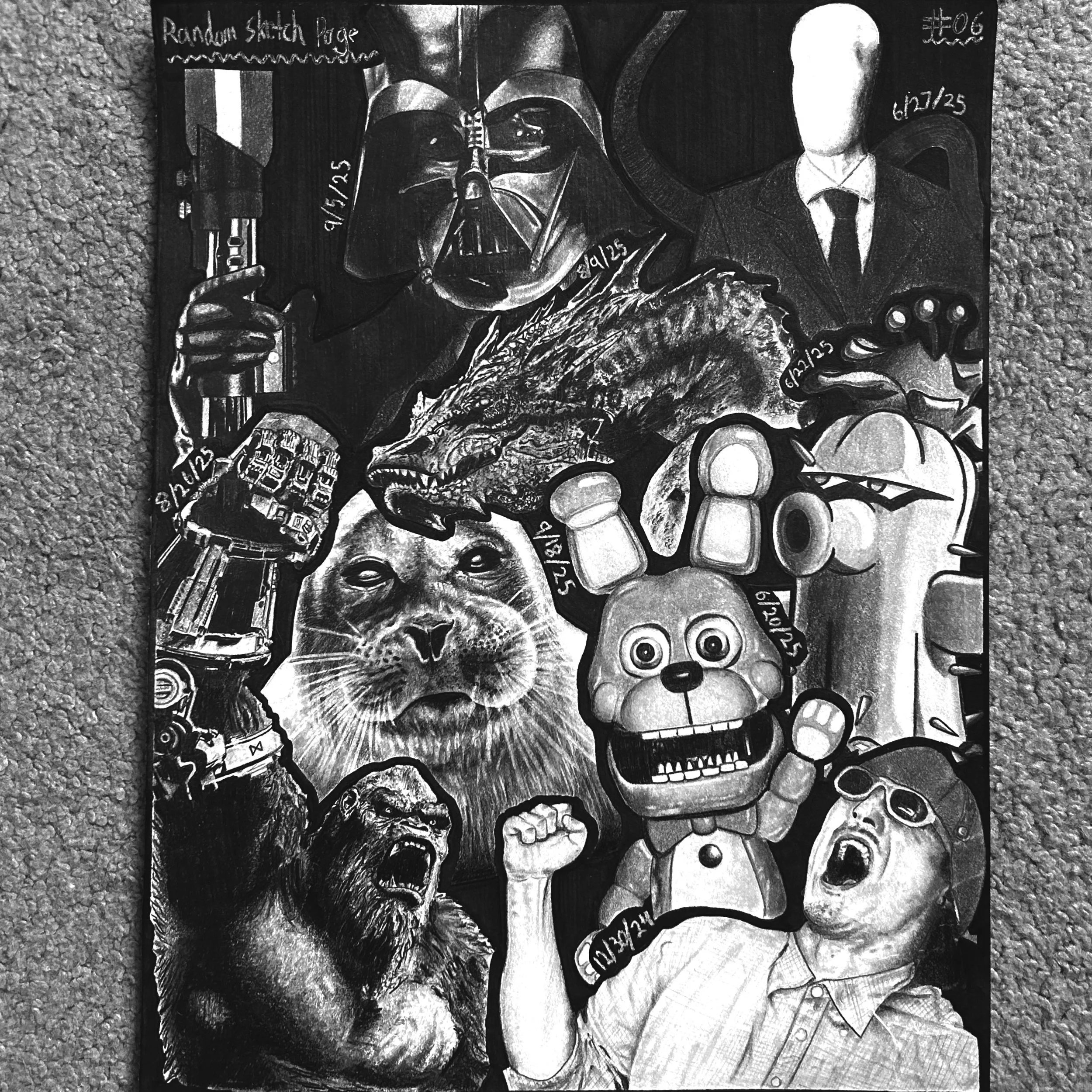 "Random Sketch Page #06". Graphite Illustration. (2025)