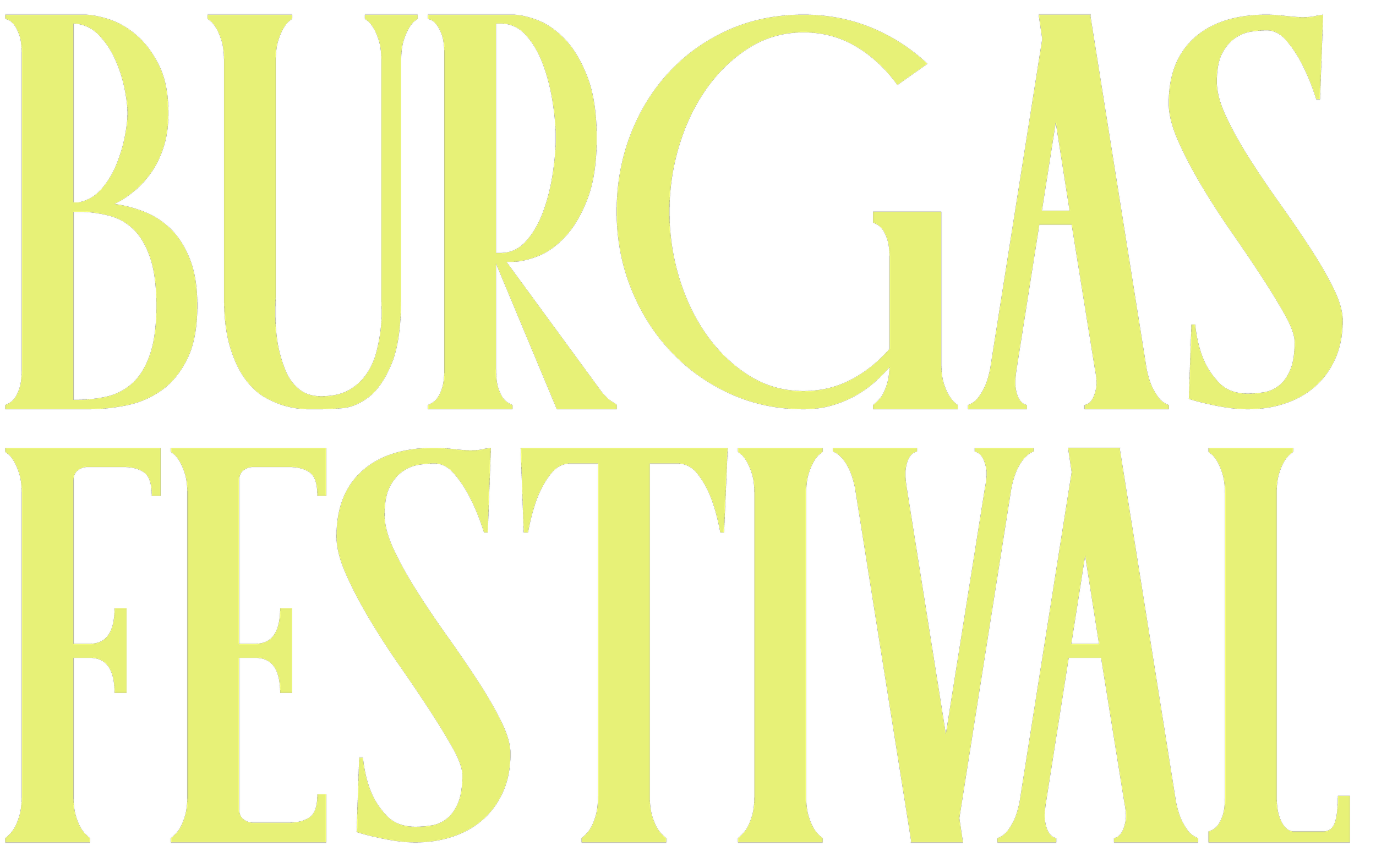 Text saying "Burgas Festival" in large yellow font on a black background.