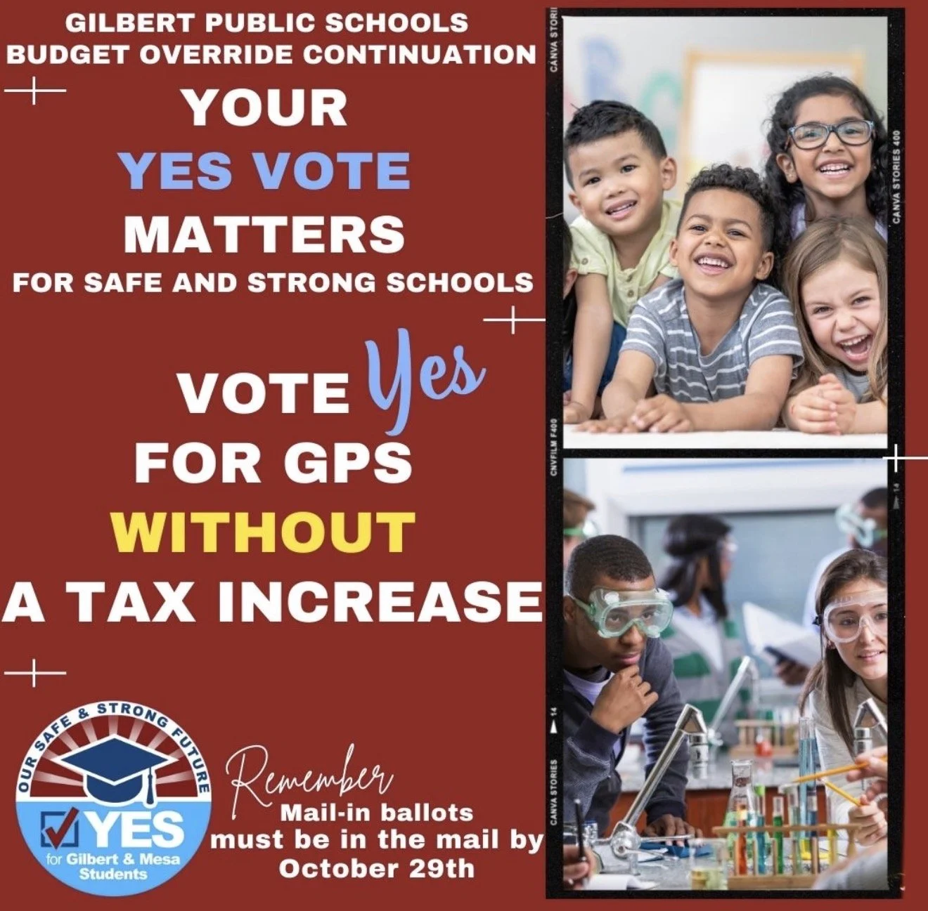 Gilbert Public Schools 2024 Override Election Flyer