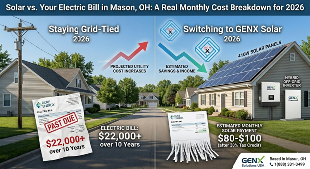 Solar vs. Your Electric Bill in Mason, OH: A Real Monthly Cost Breakdown for 2026