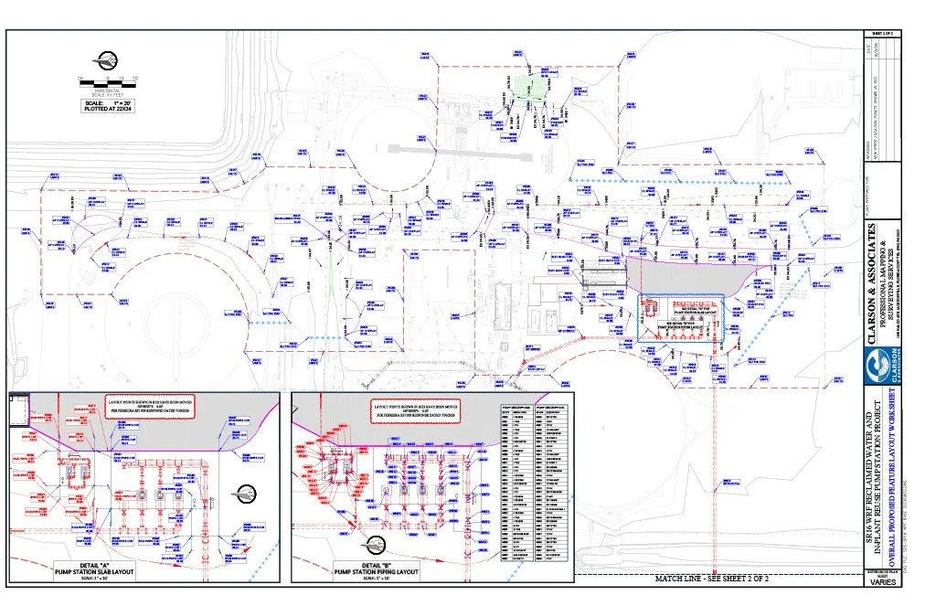Detailed technical map of a stadium or sports complex, showing electrical and piping systems with labels, legends, and layout diagrams.