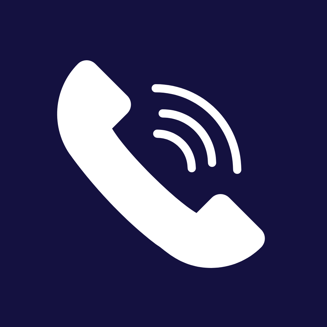 Icon of a telephone receiver with signal waves indicating a call.