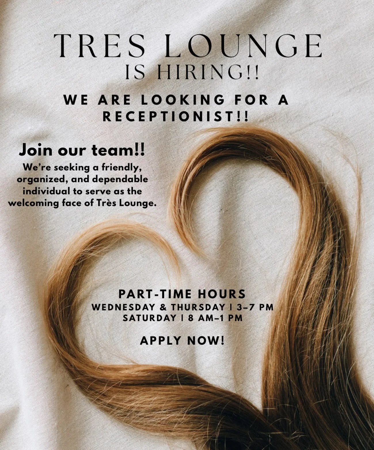 📣 WE&rsquo;RE HIRING! 📣
We&rsquo;re looking for a friendly, organized, and dependable Part-Time Receptionistto join our team! 🌟
If you&rsquo;re reliable, detail-oriented, and enjoy working with people, we&rsquo;d love to hear from you!
📍 Interest