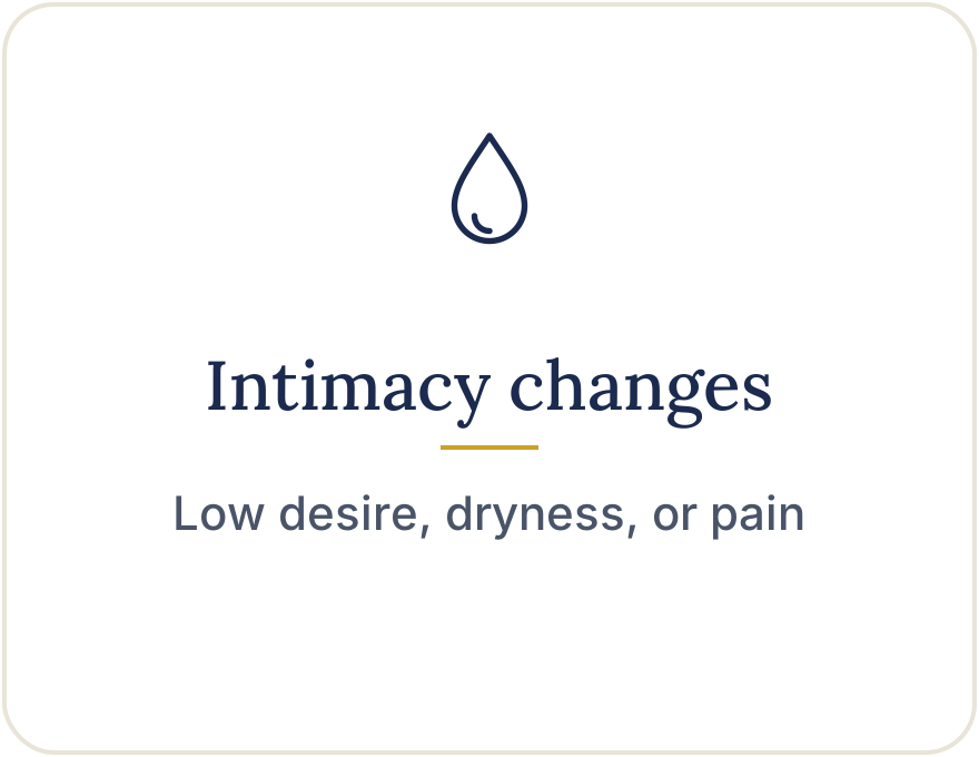 Intimacy changes: low desire, dryness, or pain