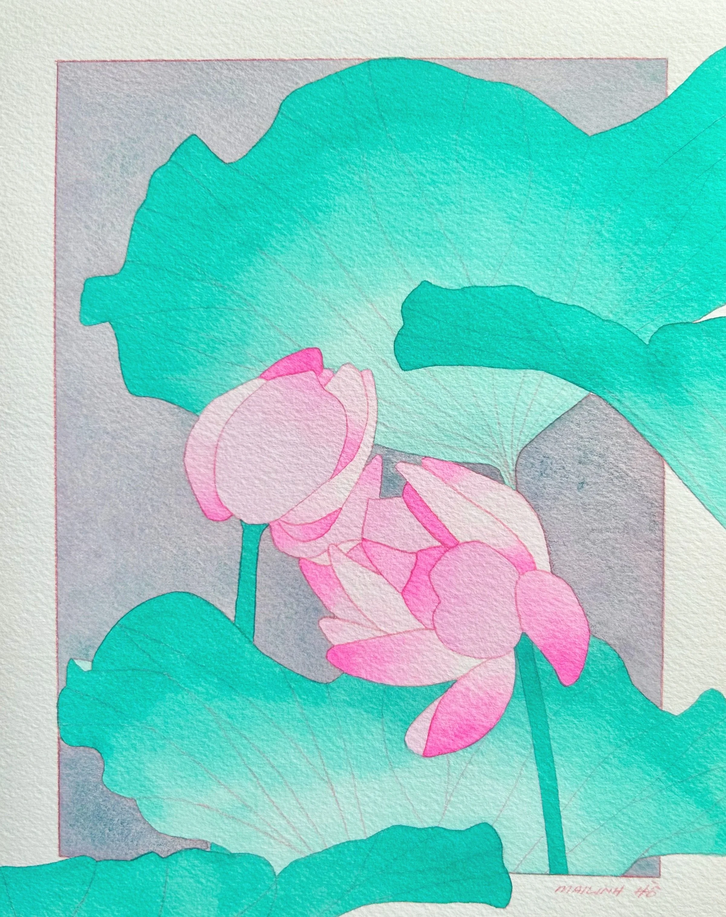 Lotus Study
 
Watercolor on Paper, 10 x 11.5," 2025