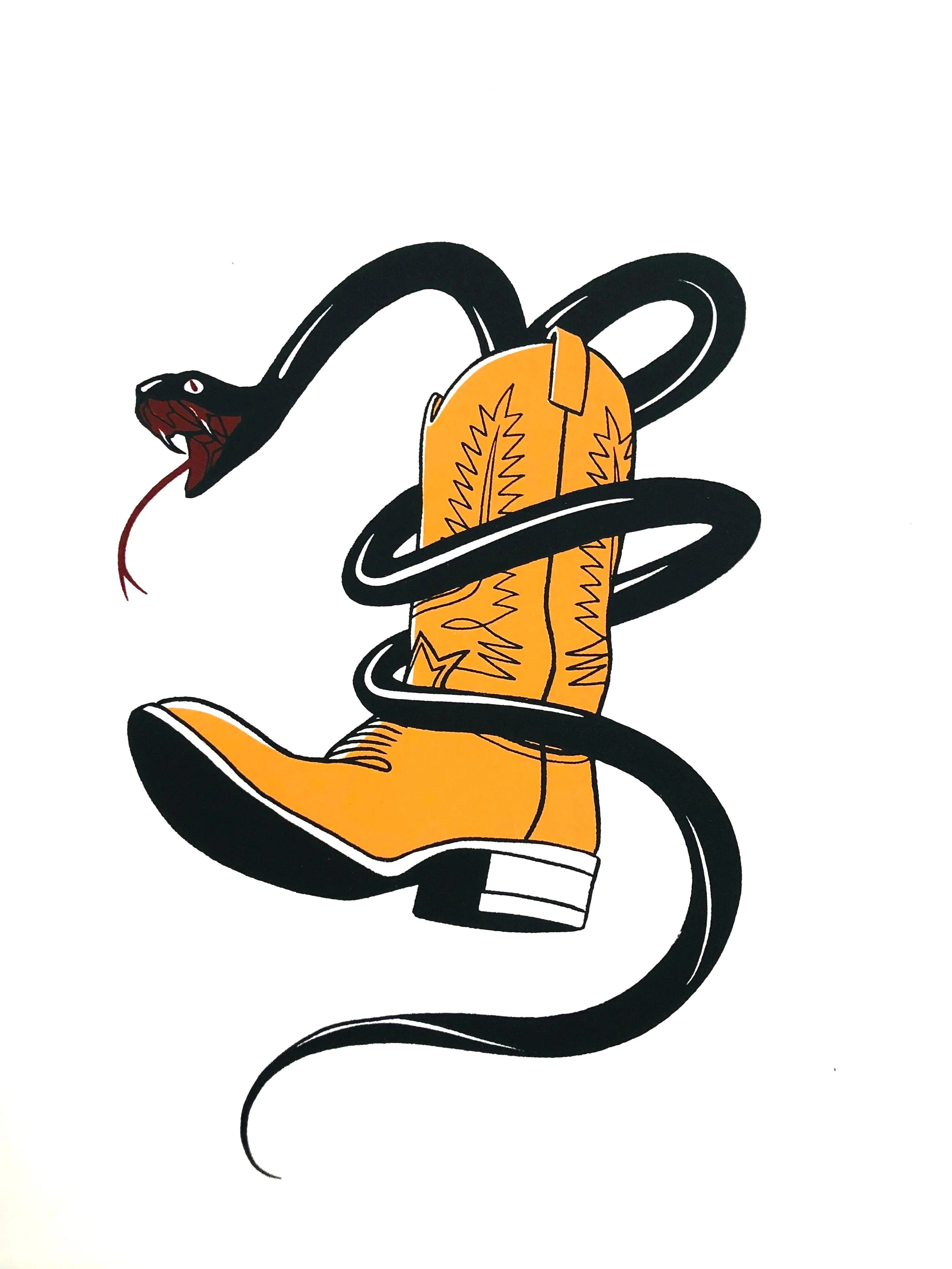 Rắn Đen
 
Silkscreen on Bristol, 11 x 14," 2020