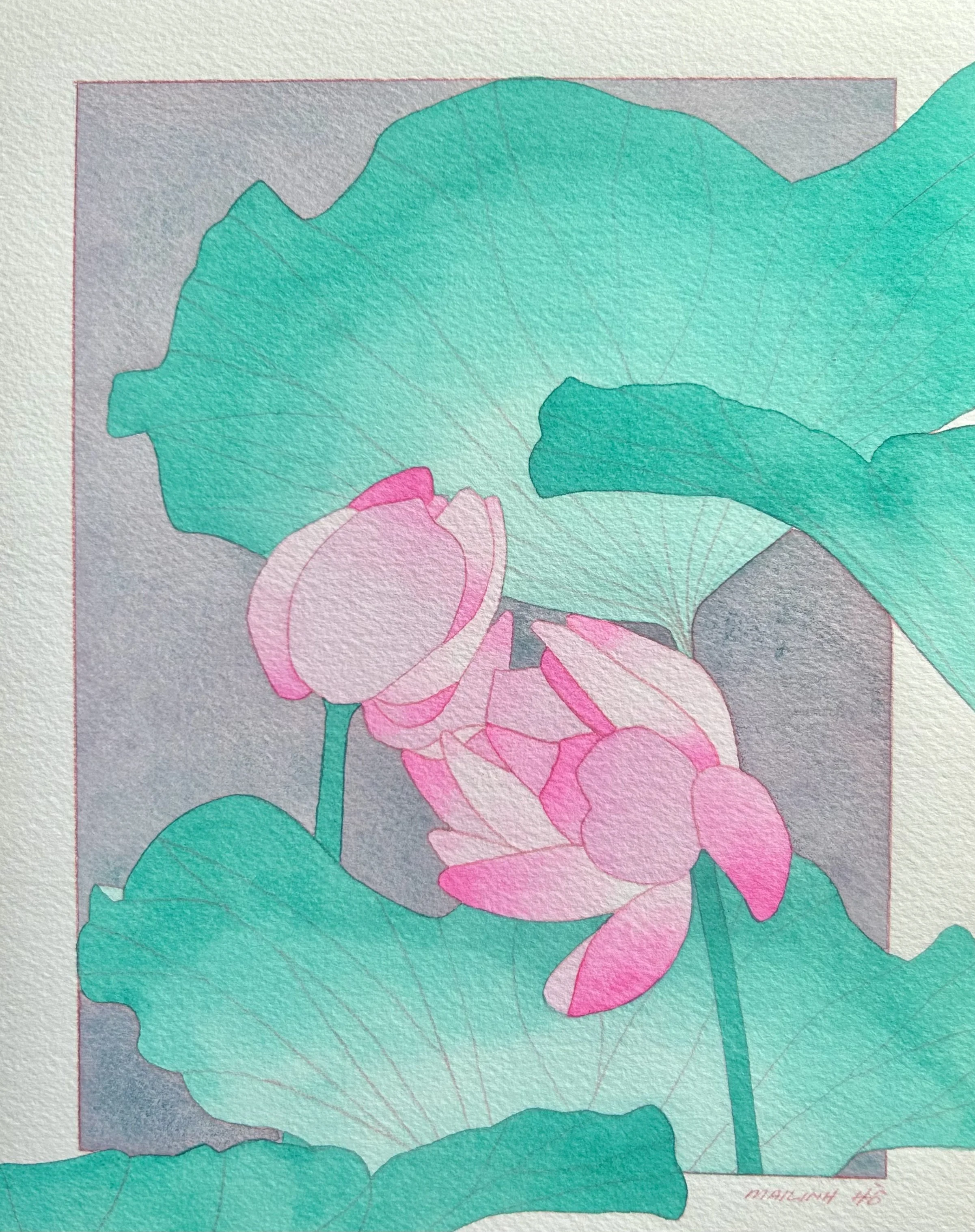 Lotus Study
 
Watercolor on Paper, 10 x 11.5," 2025
