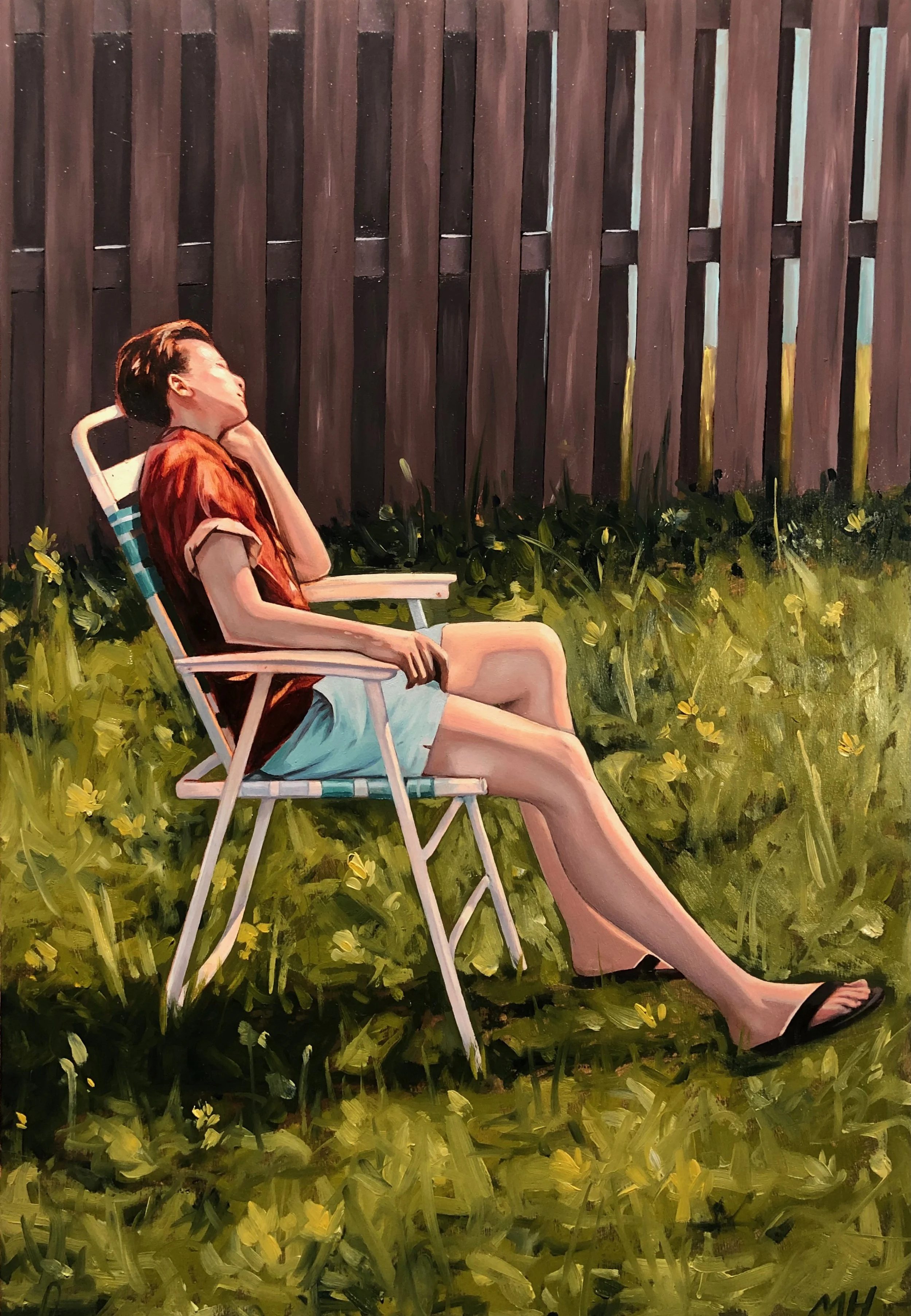 Sunbathing
  
Oil on Paper, 12.25 x 18.5," 2020

