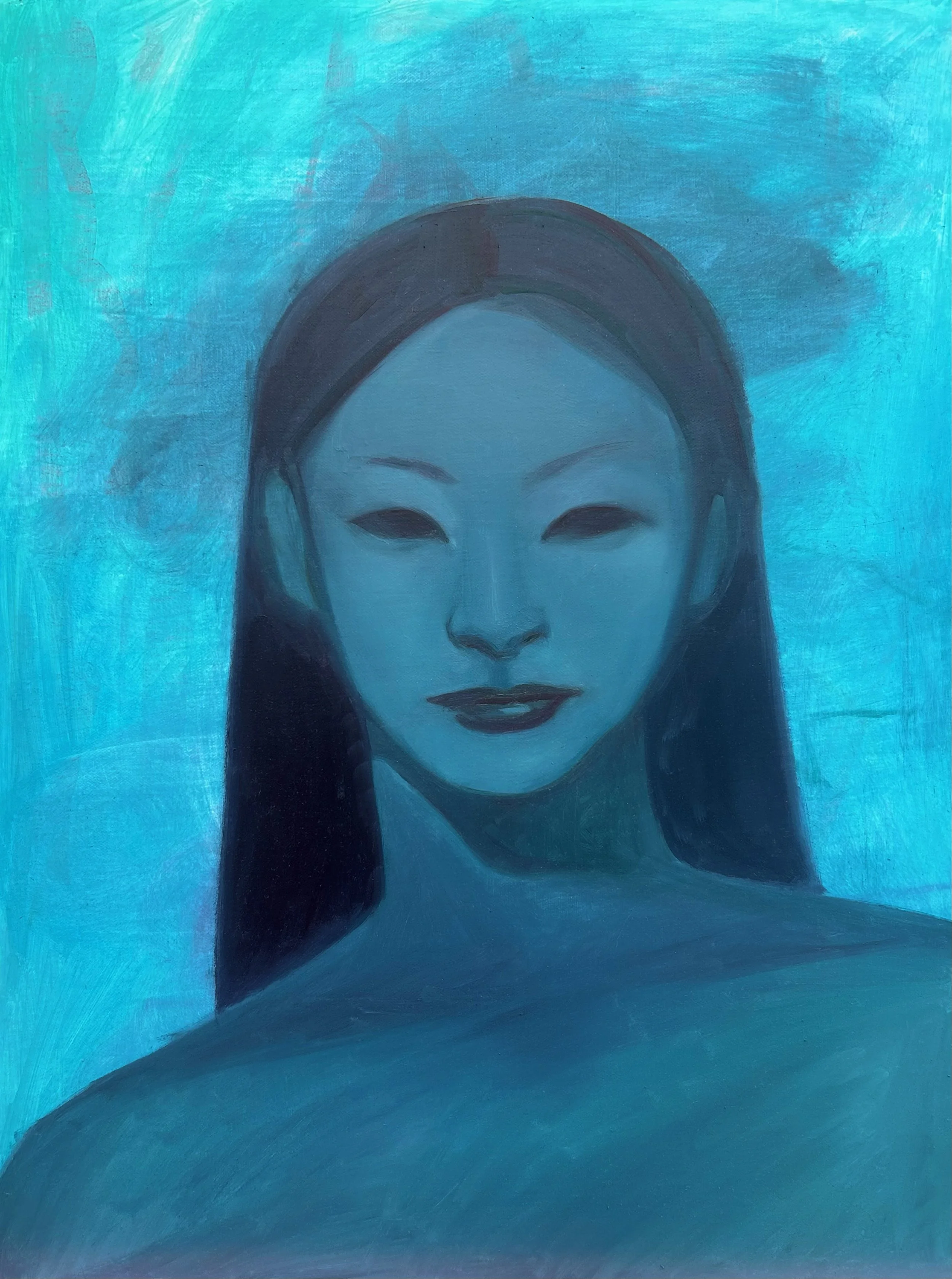 gaí xanh
  
Oil on Canvas, 16 x 21.5," 2023