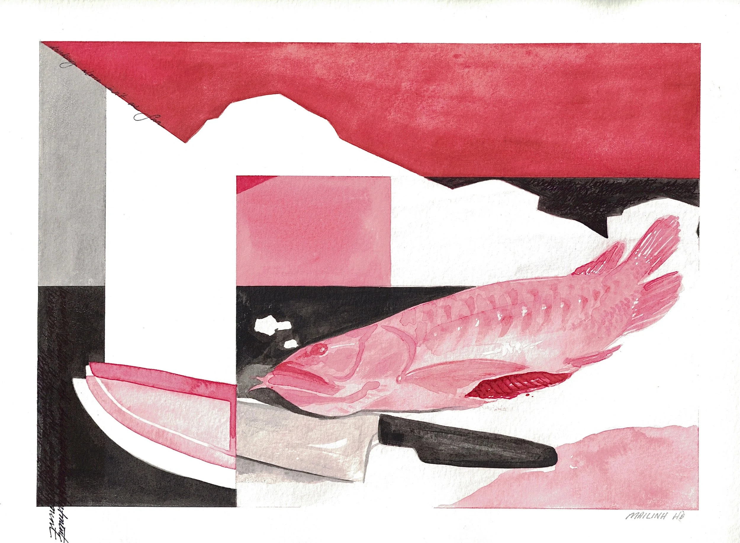 drinking alone isn't as fun 
 
Watercolor on Paper, 9 x 12," 2020