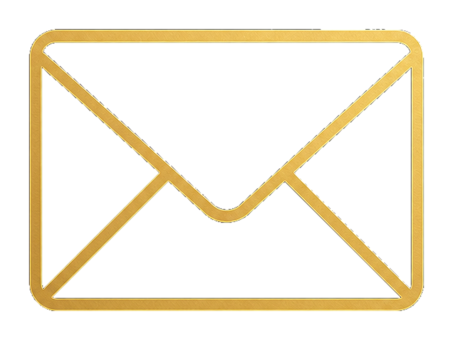 Golden outline of an envelope with a partially open flap