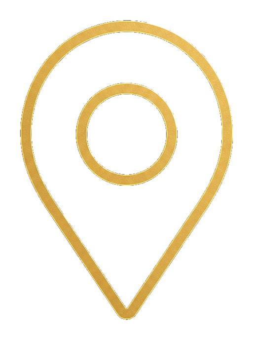 Gold location pin icon with concentric circles inside the pinpoint tip.