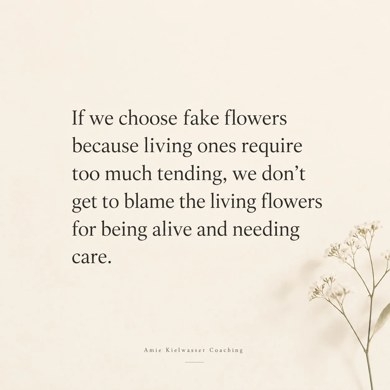We sometimes see beauty in the things that aren&rsquo;t real and that ask nothing of us.

And we miss the beauty in the things that are real because they ask more of us.

That doesn&rsquo;t make them wrong.

It just means they&rsquo;re alive.

#AmieK