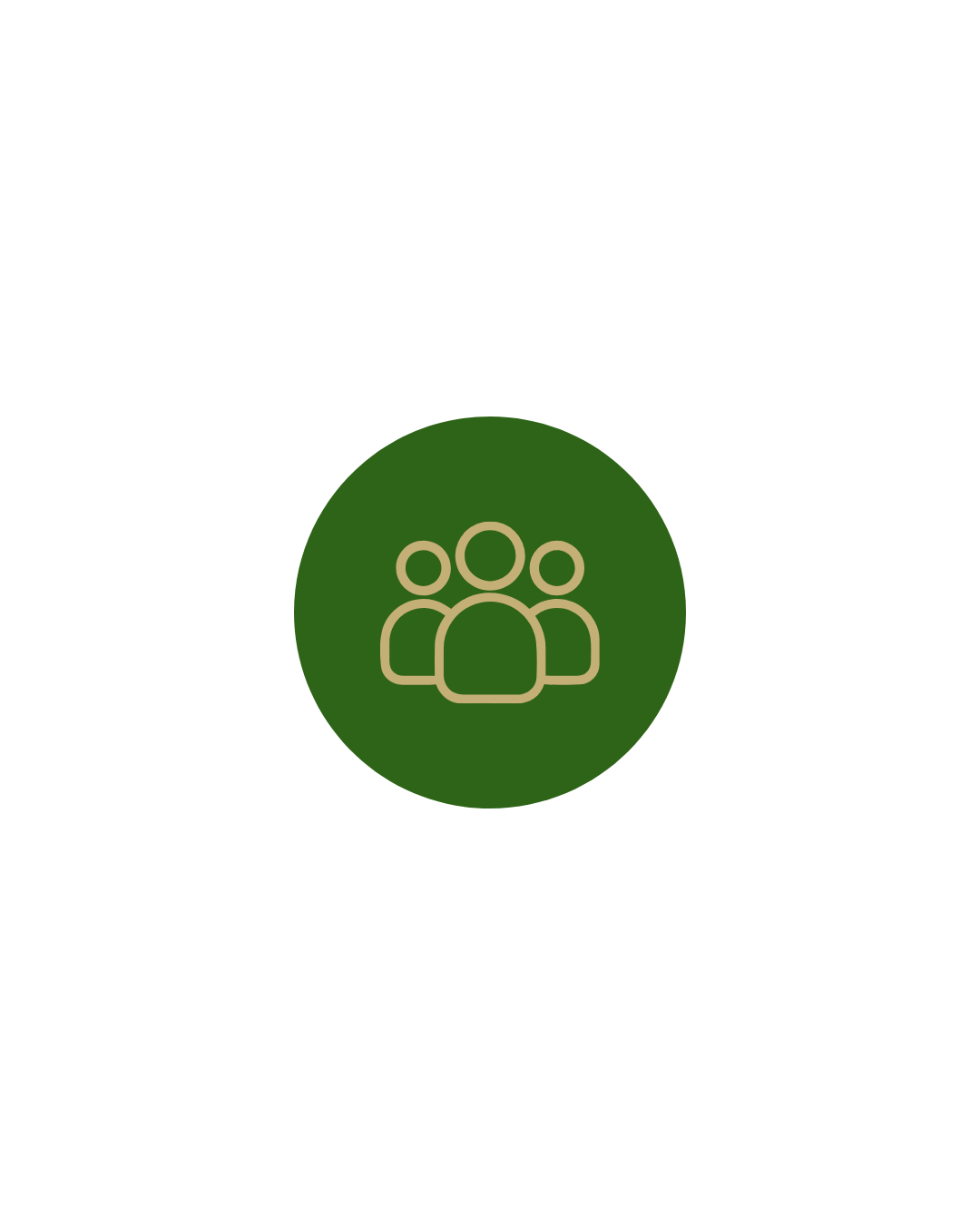 Icon of three people within a green circle, representing community or group management.