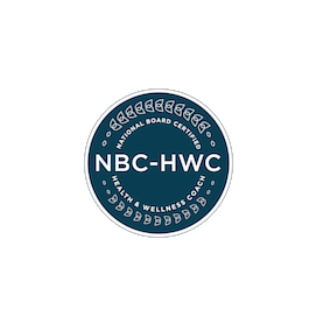 Official seal of NBC Health and Wellness Coaches with the words "National Board Certified" encircling the text "NBC-HWC" in the center.