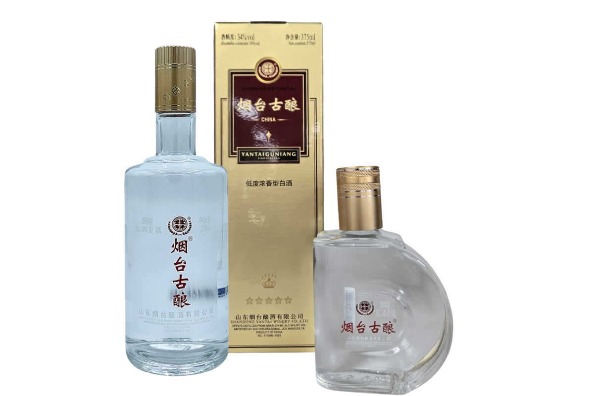 100ml and 375ml Bottles of Yantai Guniang, a chinese liquor.