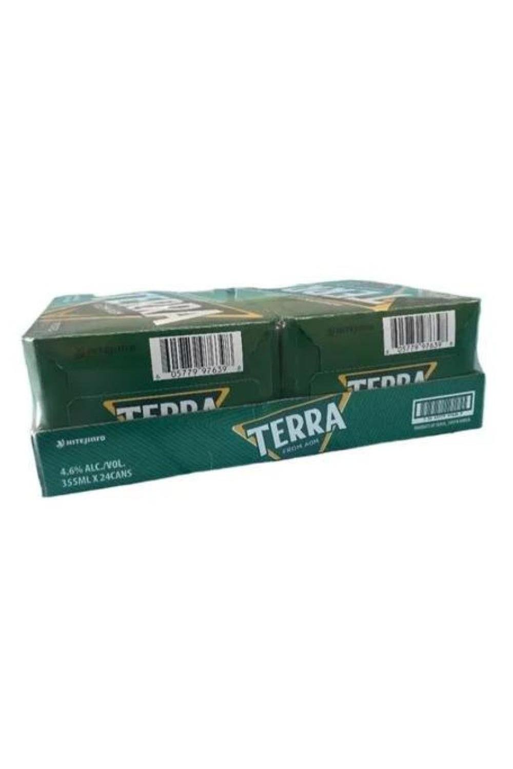 Box of Terra beer, 24 cans, 355ml each, 4.6% alcohol content