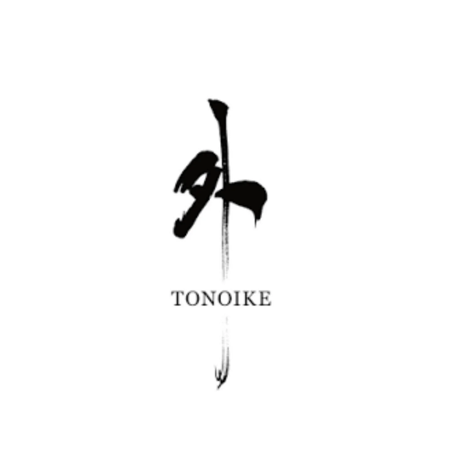 Black silhouette of a sword with a ribbon and a small butterfly on the blade, with the name "TONOIKE" written below.