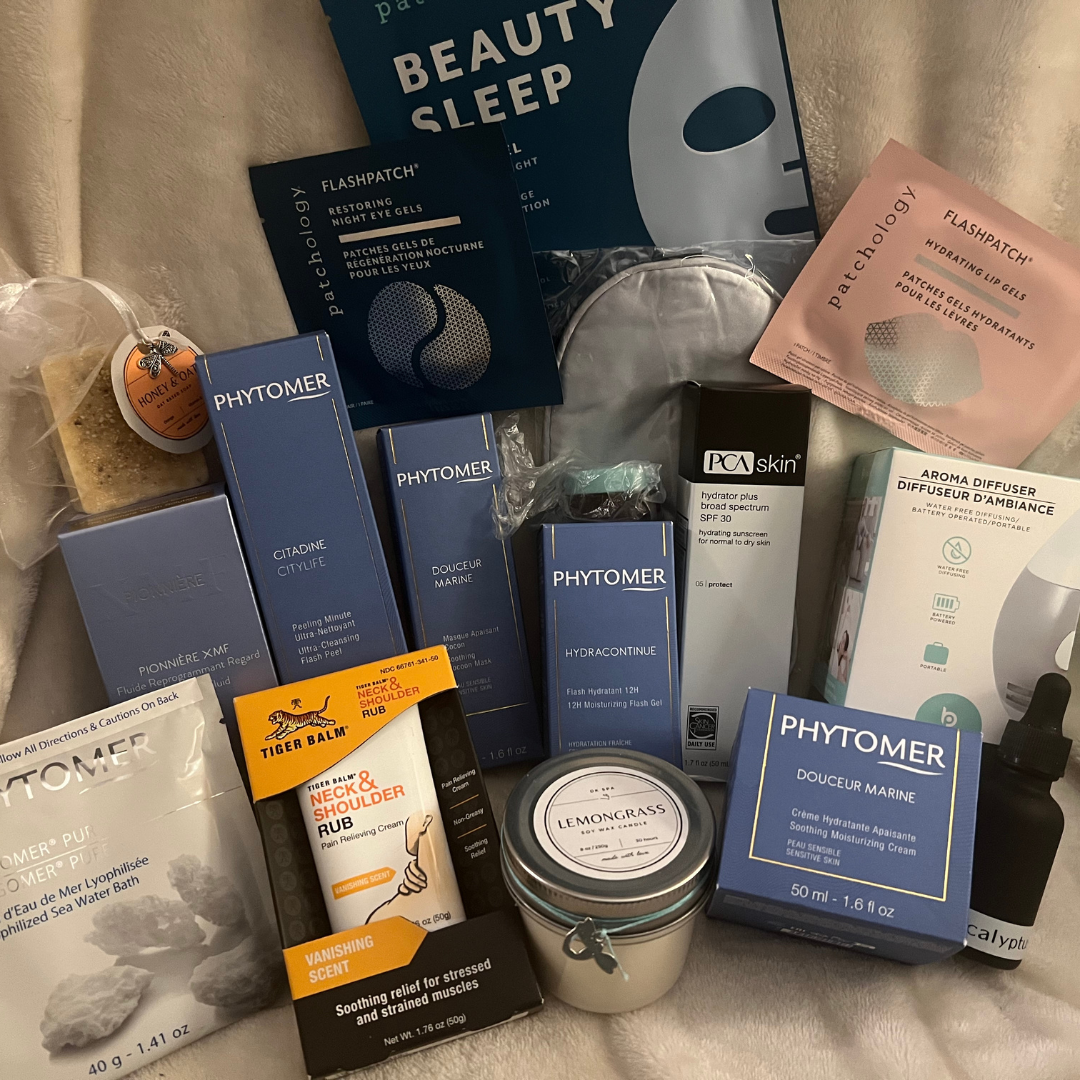 Professional skincare products displayed in a spa setting with natural light.