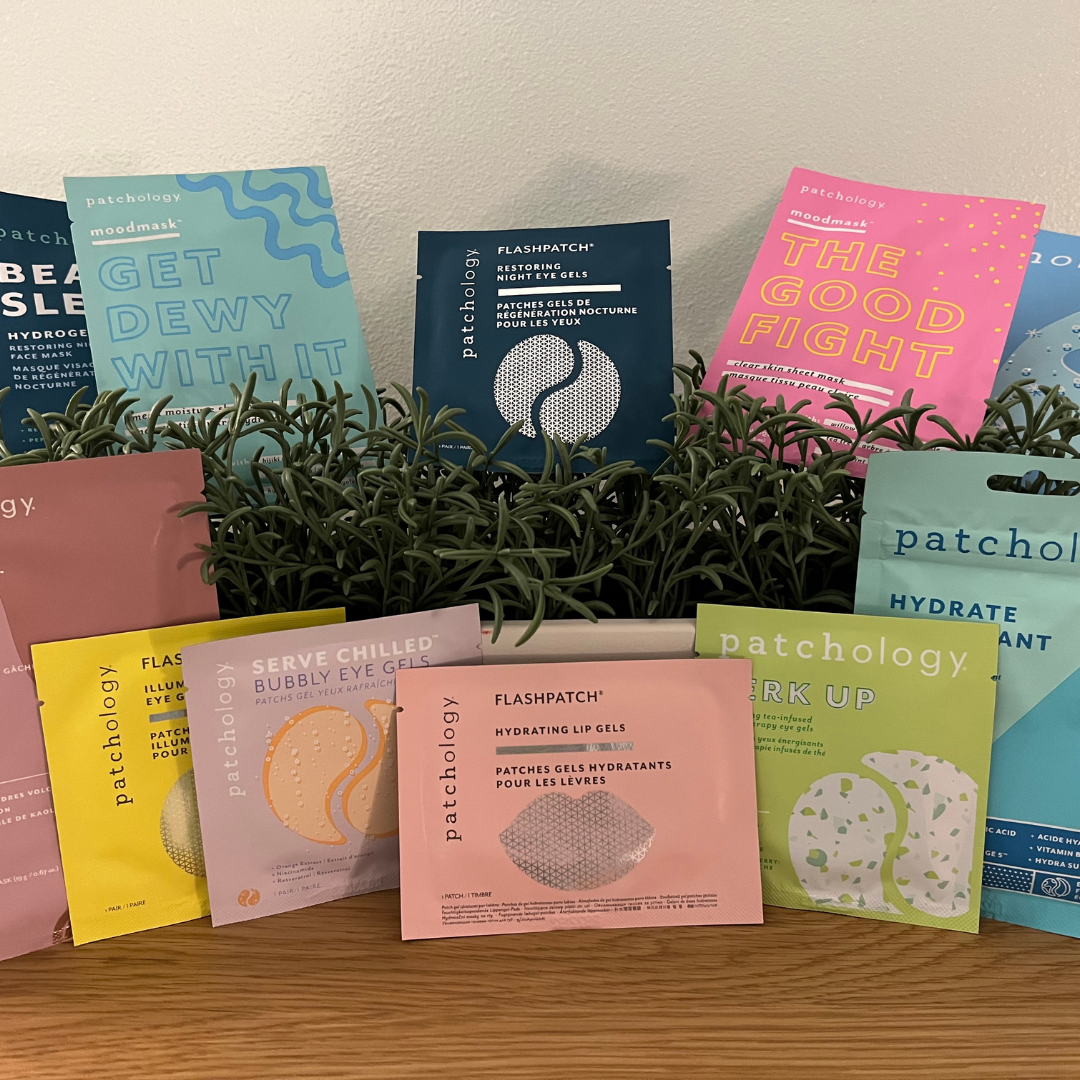 Patchology self-care snack packs available at DK Spa for at-home relaxation and skincare.