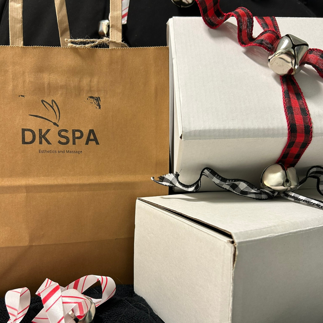 Custom gift boxes and self-care products available in DK Spa's Mix & Match Box promotion.