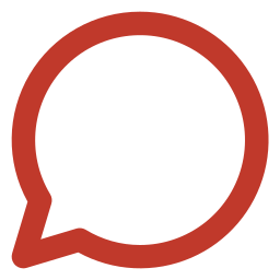 A red speech bubble icon with a black interior.