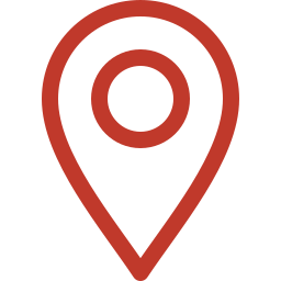 Red location pin icon on a white background.