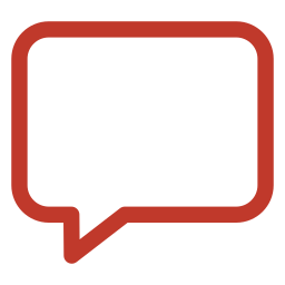 Icon of a speech bubble with a red outline and no text inside