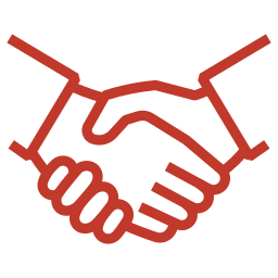 Illustration of two hands shaking against a black background.