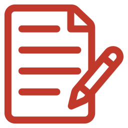 Icon of a piece of paper with lines of text and a pen