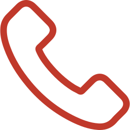 Outline of a classic telephone handset in red.