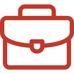 Icon of a red briefcase or bag with a handle and clasp