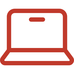 Outline drawing of an open laptop computer with no display