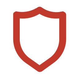 A shield icon with a black background and a red outline.