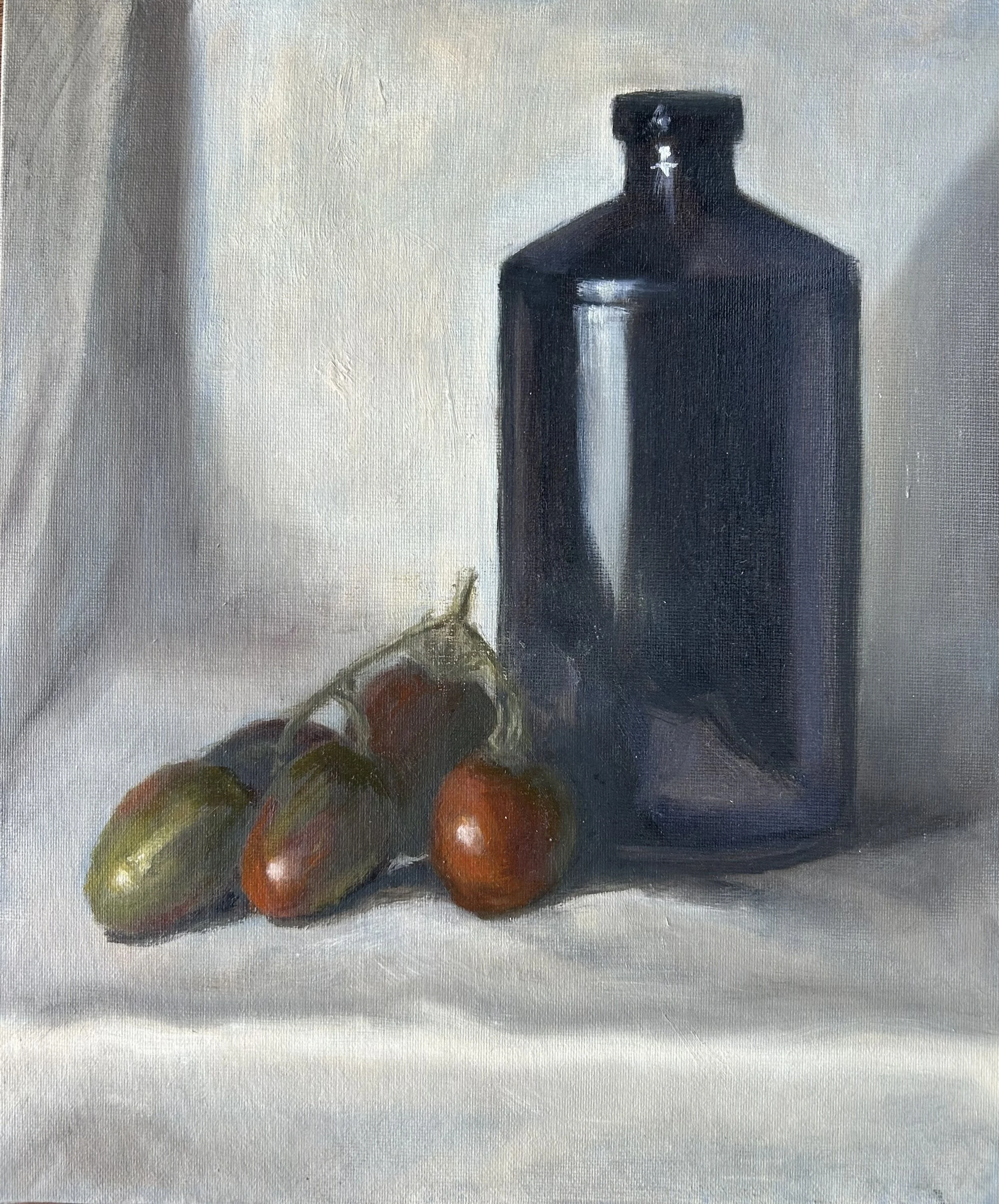 Bottle and Green Tomatoes - SOLD
