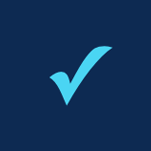 Blue checkmark on a dark background