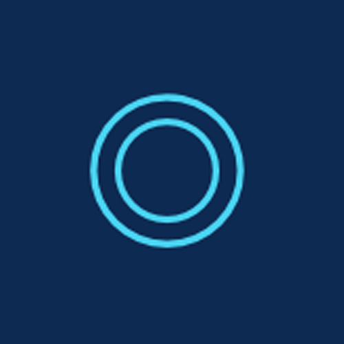 Blue neon concentric circles on a dark background