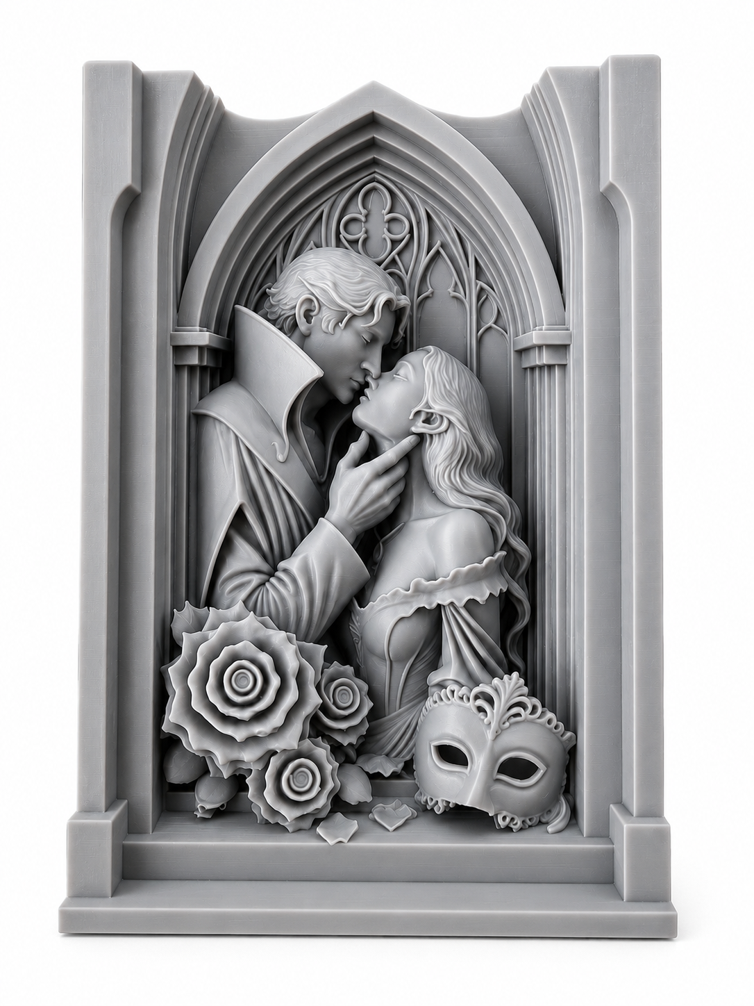 Gothic Vampire Romance Wall Art | 3D Printed Fantasy Plaque | Gothic Home Decor | Vampire Couple Display | Horror Gift