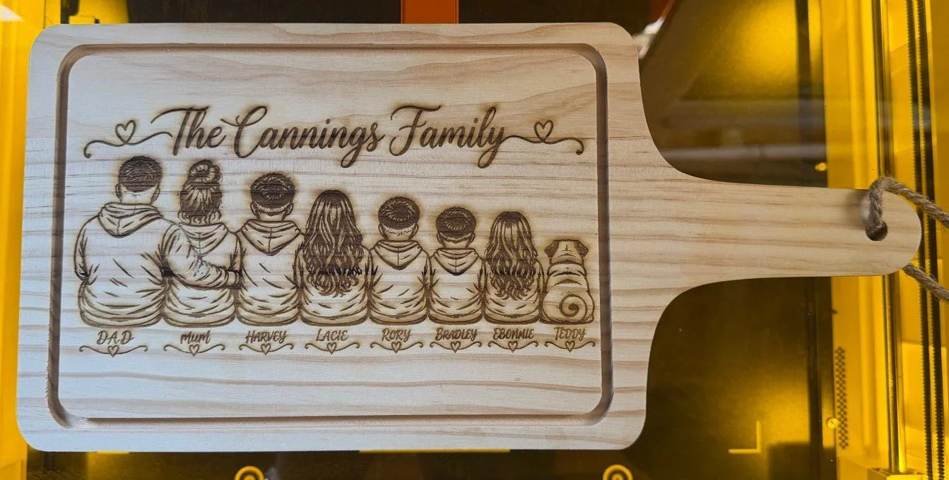 Personalised Family Engraved Wooden Chopping Board – Custom Family Keepsake