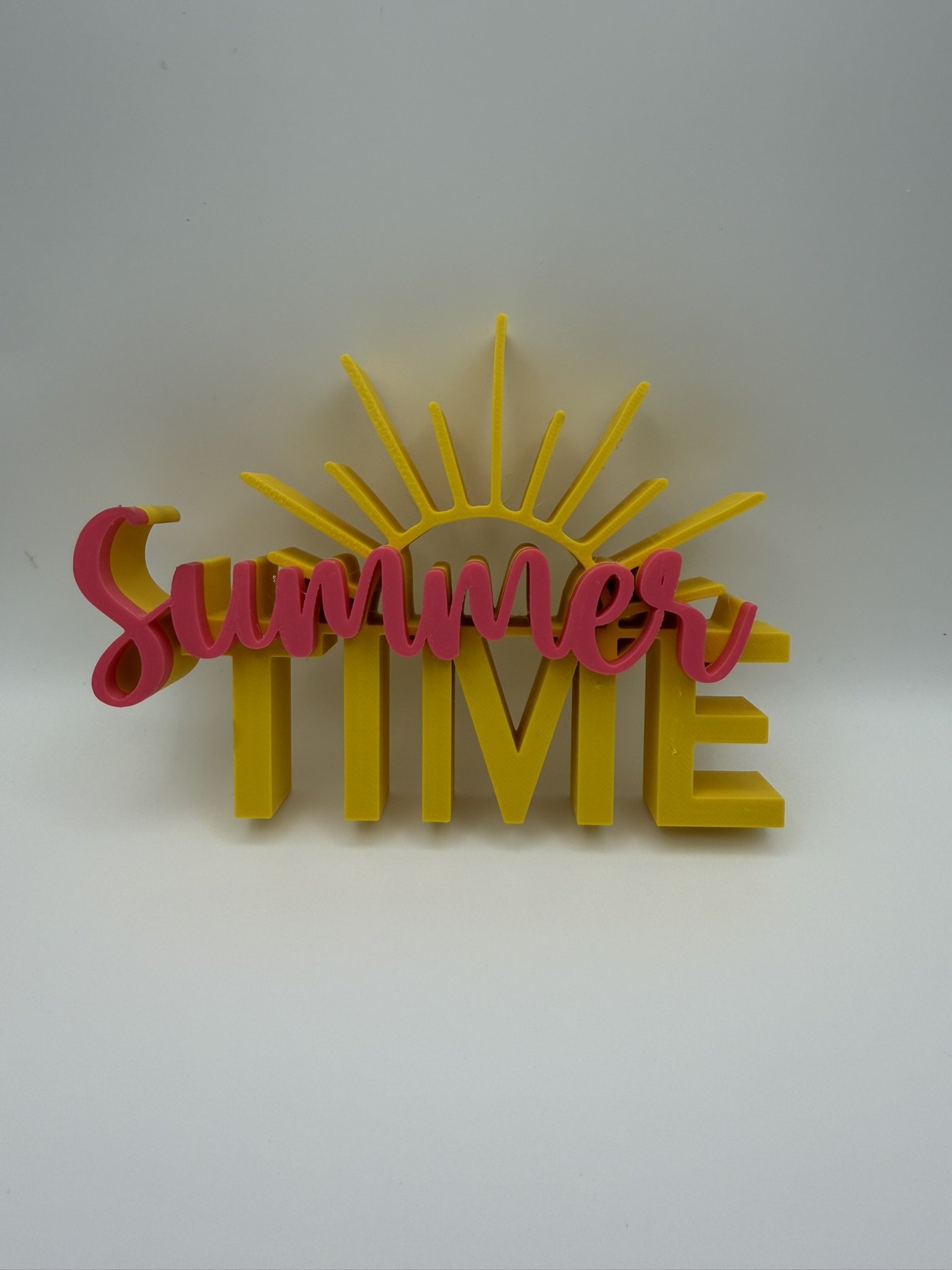 3D Printed Summer Time Sign | Bright Summer Home Decor | Shelf Sitter | Seasonal Decoration | Sunshine Display