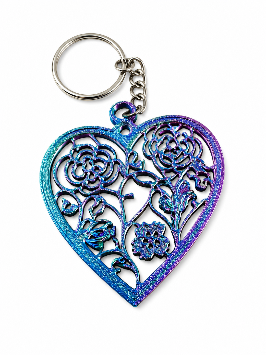 Floral Heart Keyring | 3D Printed Heart Keychain | Elegant Flower Key Ring Gift | Bag Charm | Mother's Day Gift