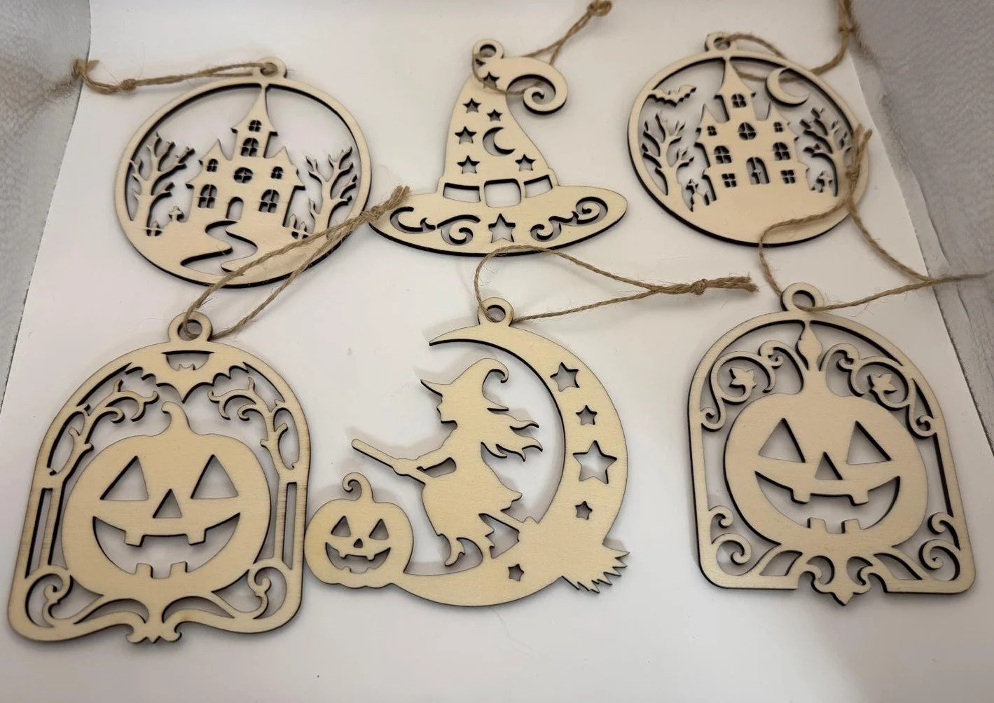 Laser Cut Wooden Halloween Hanging Decorations – Spooky Ornament Collection
